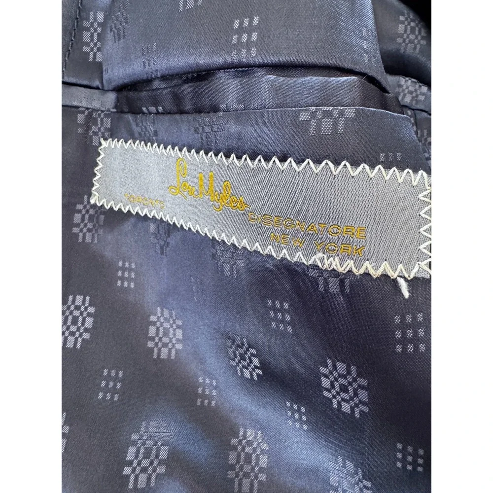 Lou‎ Myles Men's 52 Navy Blue Tuxedo 3 Piece Suit Vest 47x28 Satin Trim VTG